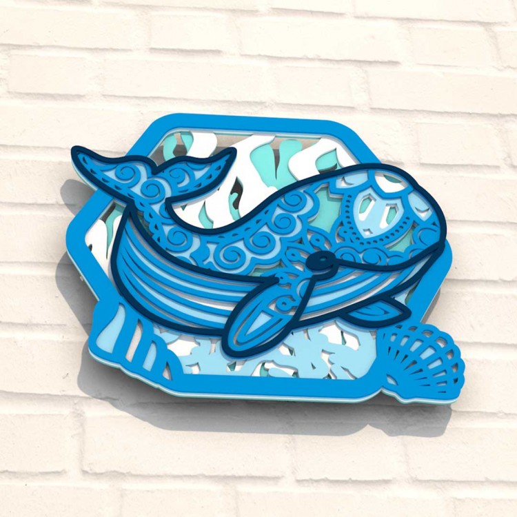 Деревянная картина-раскраска Синий кит
