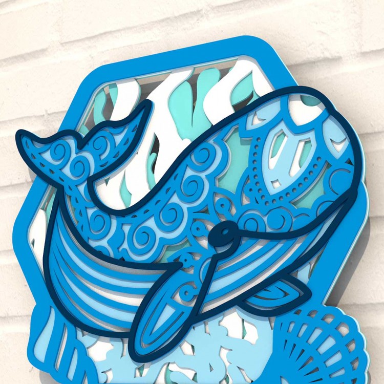 Деревянная картина-раскраска Синий кит
