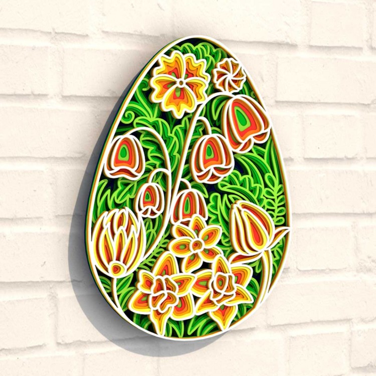 Деревянная картина-раскраска Цветочное пасхальное яйцо #4