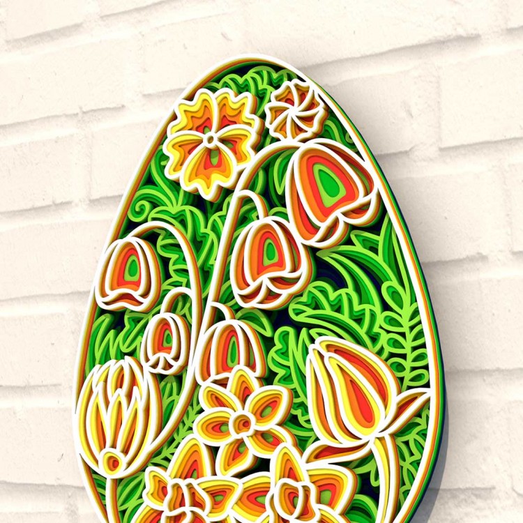 Деревянная картина-раскраска Цветочное пасхальное яйцо #4