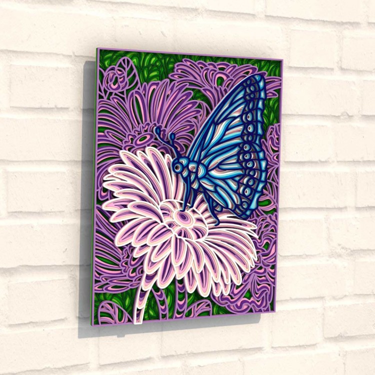 Деревянная картина-раскраска Тропическая бабочка #1