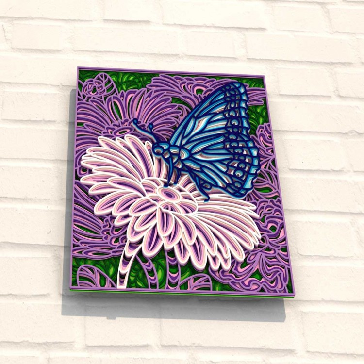 Деревянная картина-раскраска Тропическая бабочка #1