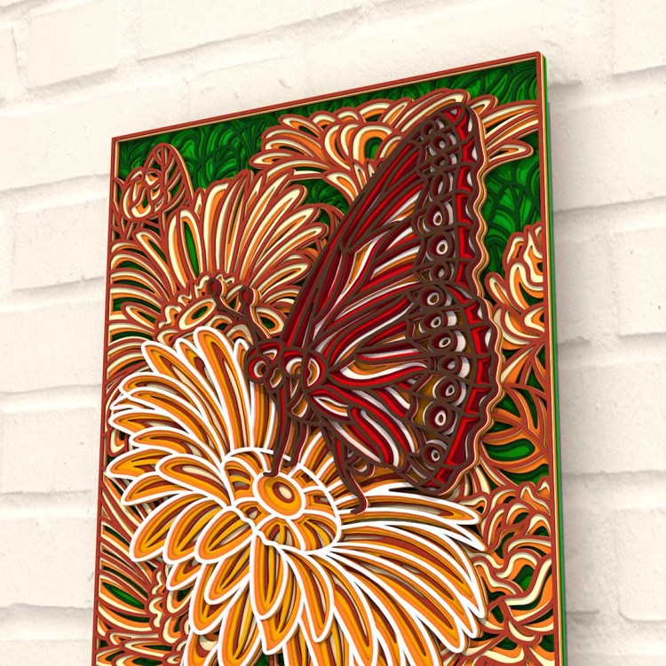 Деревянная картина-раскраска Тропическая бабочка #2