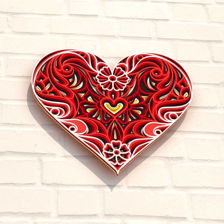Деревянная картина-раскраска Цветочное сердце #3