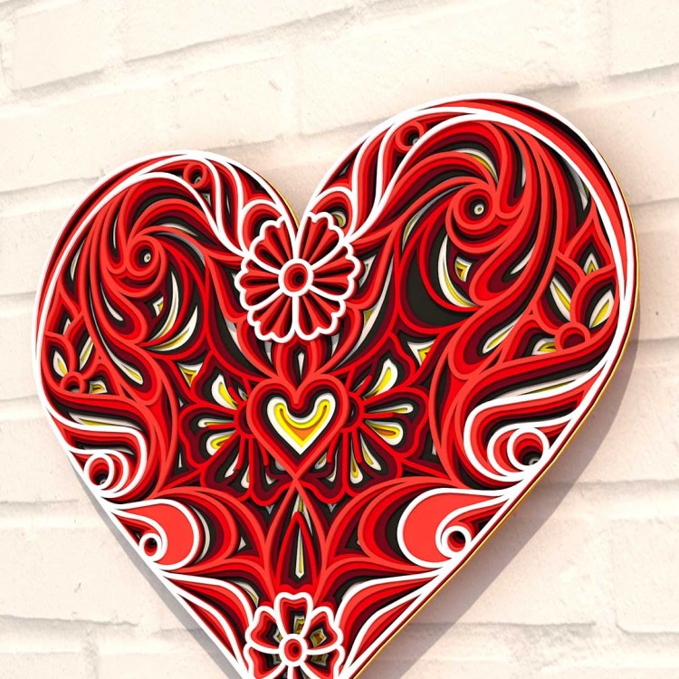 Деревянная картина-раскраска Цветочное сердце #3