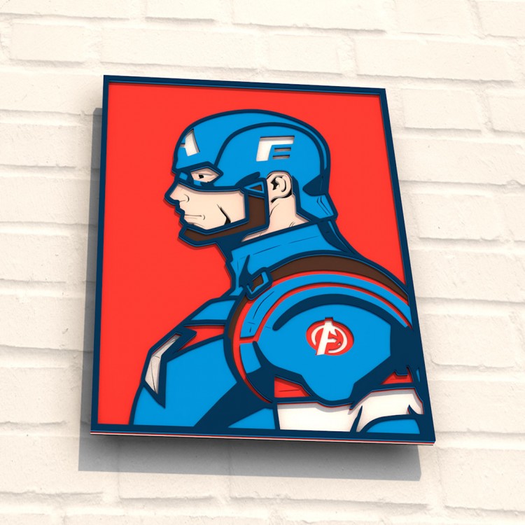 Деревянная картина-раскраска Постер Капитан Америка