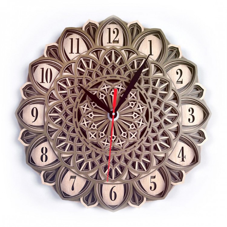 Деревянные часы Мандала-12