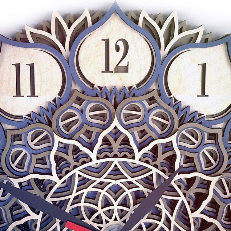 Деревянные часы Мандала-19