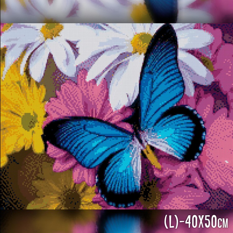 Алмазная вышивка Бабочка на цветах