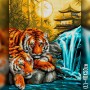 Алмазная вышивка Тигры у водопада