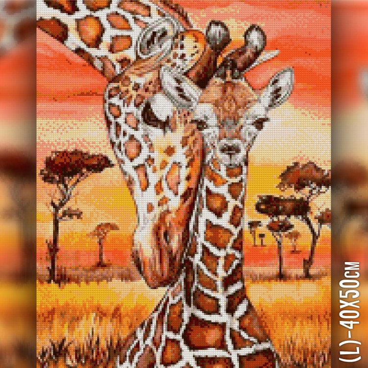 Алмазная вышивка Жирафенок с мамой